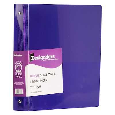 JAM Paper Heavy Duty 1 1/2 3-Ring Flexible Poly Binders, Purple Glass Twill (275112245)