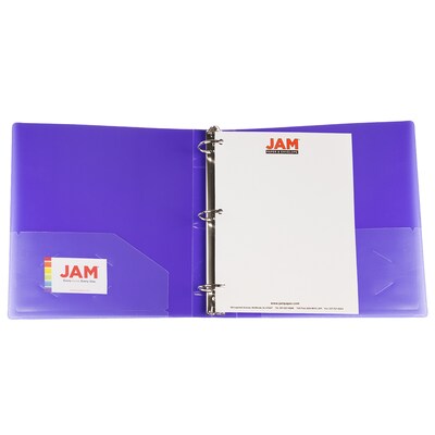 JAM Paper Heavy Duty 2" 3-Ring Flexible Poly Binders, Purple Glass Twill (64244)