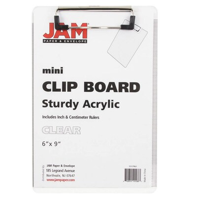 JAM Paper Plastic Clipboard, Memo Size, Clear, 12/Pack (331CPMCLAZ)