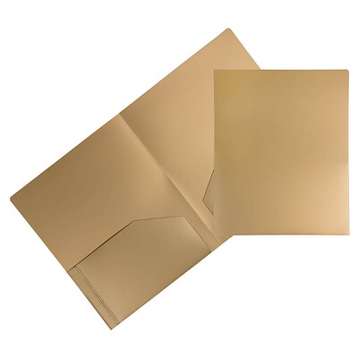 JAM Paper Heavy Duty 2-Pocket School Folders, Gold, 6/Pack (383HHGOA)
