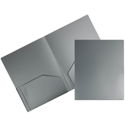 JAM Paper 2-Pocket Heavy Duty Plastic Folders, Silver, 108/Pack (383Hsib)