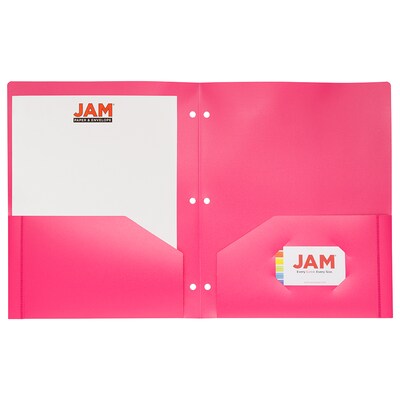 JAM Paper 2-Pocket Plastic Folders, Multicolored, Assorted Fashion Colors, 6/Pack (382EHPASTFA)