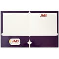 JAM Paper Glossy 3 Hole Punched 2-Pocket Folders, Purple, 100/Pack (385GHPPUBZ)