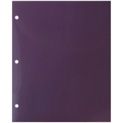 JAM Paper Glossy 3 Hole Punched 2-Pocket Folders, Purple, 100/Pack (385GHPPUBZ)