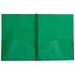 JAM Paper 2-Pocket Plastic Folders with 3 Fasteners, Green, 6/Pack (382ECGRD)