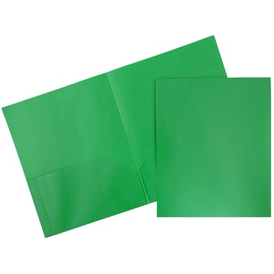 JAM Paper 2-Pocket Plastic Folders, Green, 6/Pack (382EGRD)