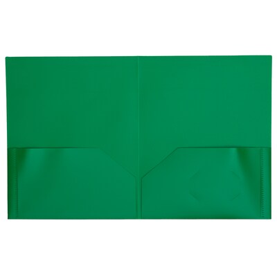 JAM Paper 2-Pocket Plastic Folders, Green, 6/Pack (382EGRD)