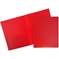 JAM Paper Heavy Duty 2-Pocket School Folders, Red, 6/Pack (383HREDZ)