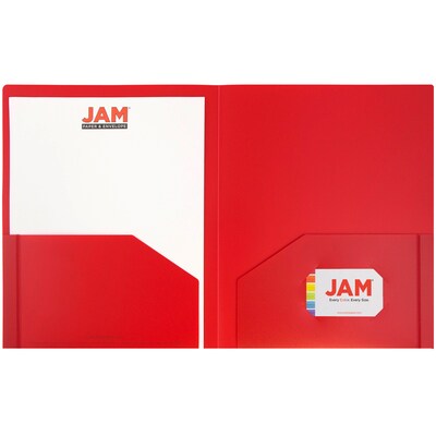 JAM Paper Heavy Duty 2-Pocket Folders, Red, 6/Pack (383HREDZ)