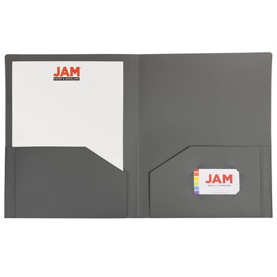 JAM Paper Heavy Duty 2-Pocket Folders, Grey, 6/Pack (383HGYA)