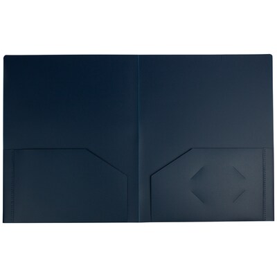 JAM Paper 2-Pocket Heavy Duty Plastic Folders, Navy Blue, 108/Pack (383Hnab)