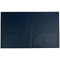 JAM Paper 2-Pocket Heavy Duty Plastic Folders, Navy Blue, 108/Pack (383Hnab)