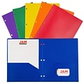 JAM Paper 2-Pocket School Folders, Assorted Primary Colors, 6/Pack (382EHPASTPR)