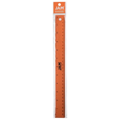 JAM Paper Stainless Steel 12" Ruler, Orange (347M12OR)