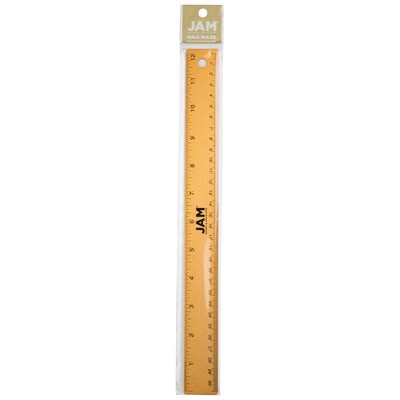 JAM Paper Stainless Steel 12" Ruler, Gold (347M12GO)