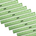 JAM Paper Stainless Steel 12 Ruler, Lime Green, 12/Pack (347M12LIB)