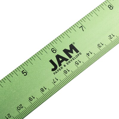 JAM Paper Stainless Steel 12 Ruler, Lime Green (347M12LI)