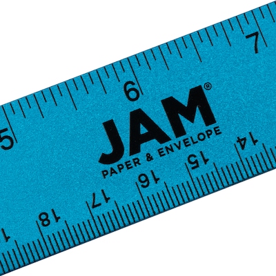 JAM Paper Stainless Steel 12" Ruler, Blue, 12/Pack (347M12BUB)