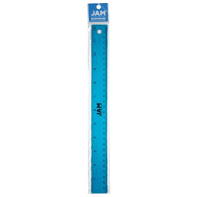 JAM Paper Stainless Steel 12" Ruler, Blue (347M12BU)