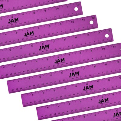 JAM Paper Stainless Steel 12 Ruler, Purple, 12/Pack (347M12PUB)