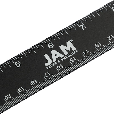 JAM Paper Stainless Steel 12" Ruler, Black (347M12BL)