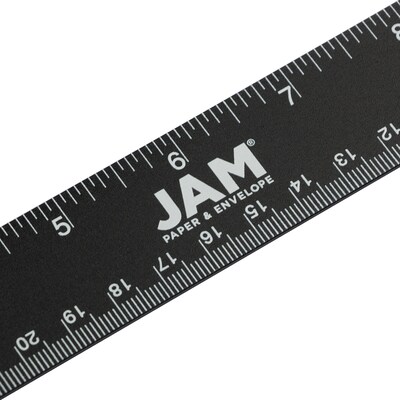 JAM Paper Stainless Steel 12" Ruler, Black, 12/Pack (347M12BLB)