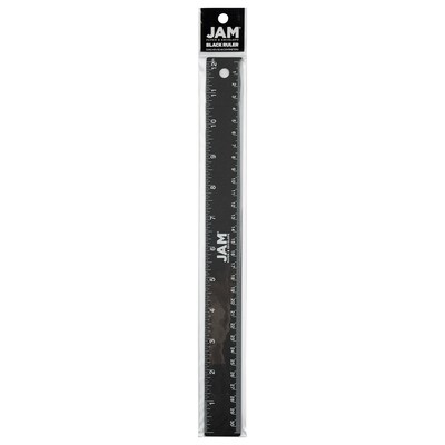 JAM Paper Stainless Steel 12" Ruler, Black (347M12BL)