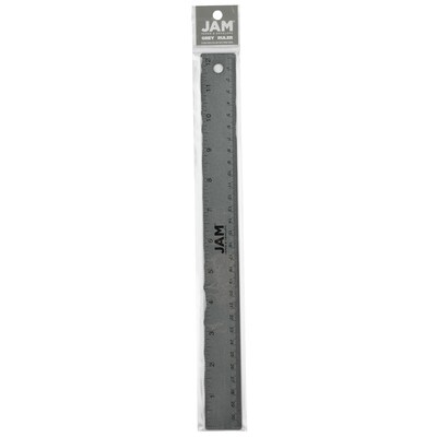 JAM Paper Stainless Steel 12" Ruler, Grey (347M12GY)