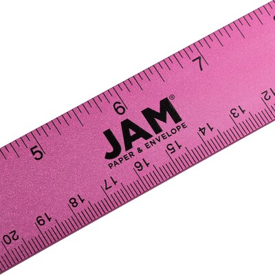 JAM Paper Stainless Steel 12 Ruler, Fuchsia (347M12FU)