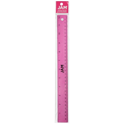JAM Paper Stainless Steel 12" Ruler, Fuchsia (347M12FU)