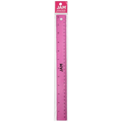 JAM Paper Stainless Steel 12" Ruler, Fuchsia (347M12FU)