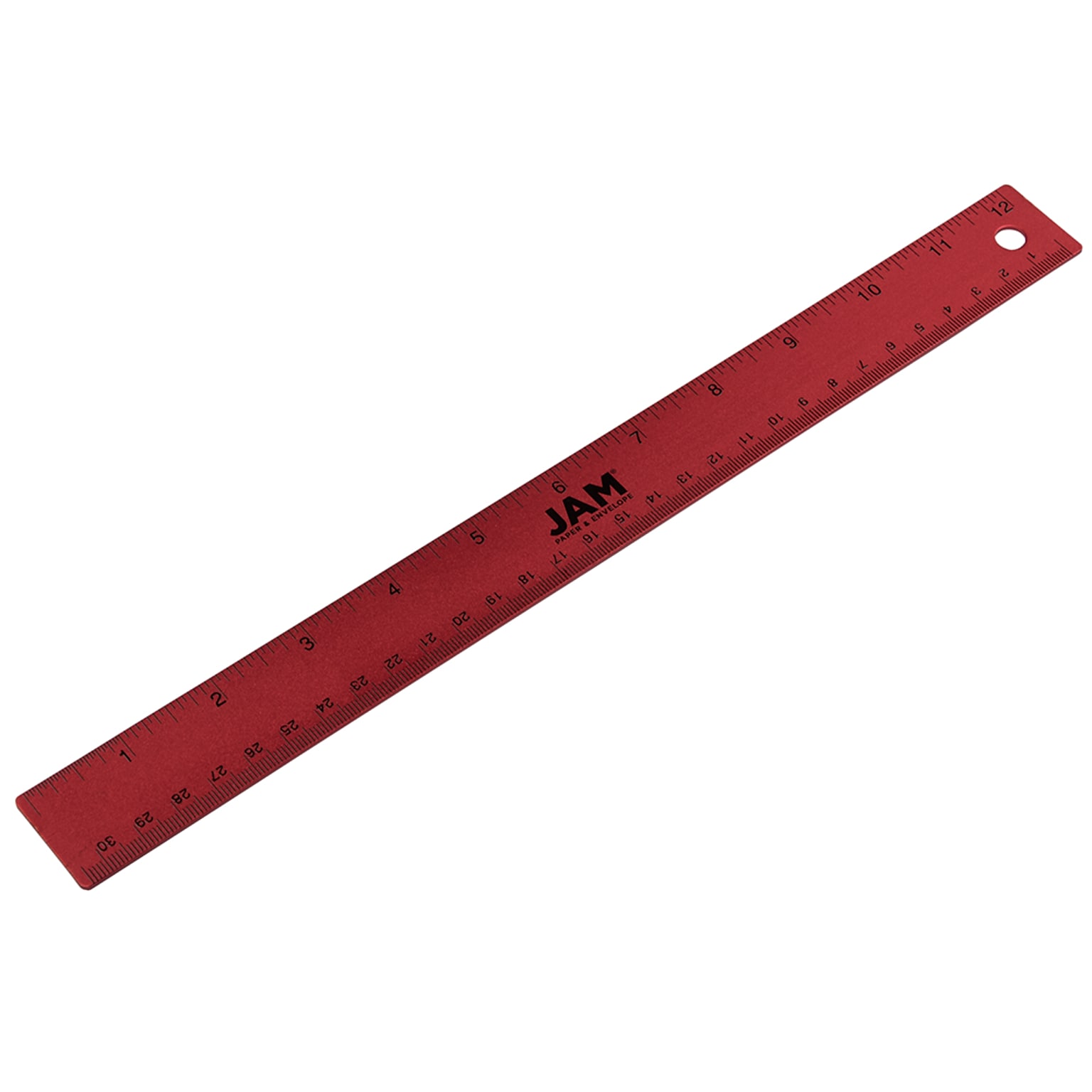 JAM Paper Stainless Steel 12 Ruler, Red (347M12RE)