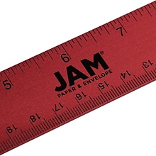 JAM Paper Stainless Steel 12 Ruler, Red (347M12RE)