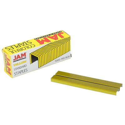 JAM Paper Colorful Staples, 1/4" Leg Length, Yellow, 5000/Box (335YEZ)