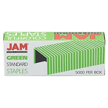 JAM Paper Colorful Staples, 1/4 Leg Length, Green, 5000/Box (335GRZ)