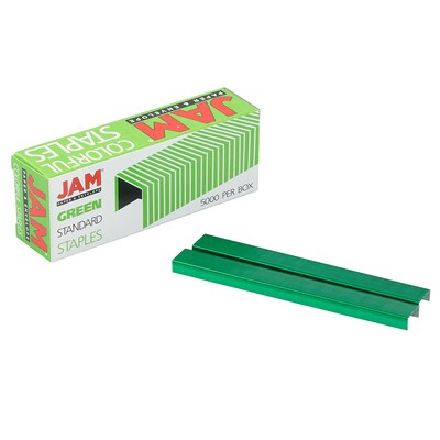 JAM Paper Colorful Staples, 1/4" Leg Length, Green, 5000/Box (335GRZ)