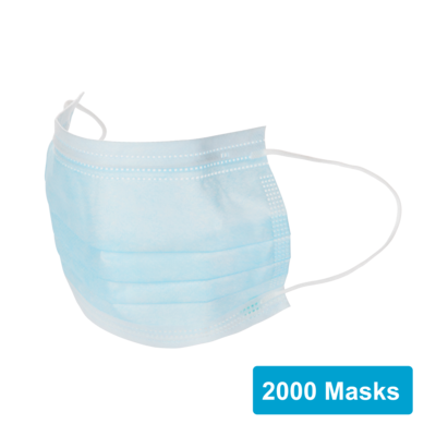 Disposable Earloop Face Mask, Blue, 2000/Carton (FIK0906U-CC)