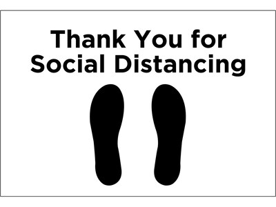 Cosco Paper Thank You for Social Distancing Safety Floor Sign, 12 x 18, White/Black (098463)