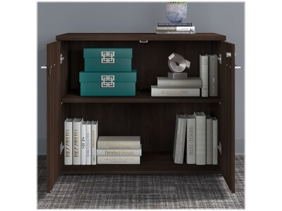 Bush Business Furniture Office 500 30"H Storage Cabinet with 2 Shelves, Black Walnut (OFS136BWSU)