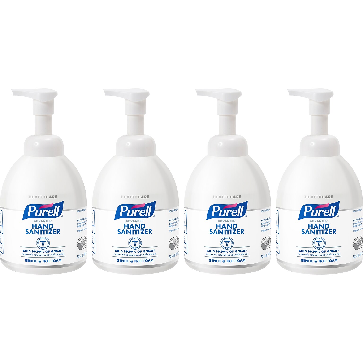 PURELL Advanced Hand Sanitizer Green Certified Foam, 535 mL Pump Bottle, 4/Pack (5791-04)