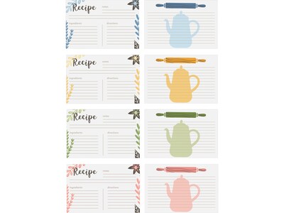 Better Office 6" x 4" Recipe Index Cards, Lined, Assorted Colors, 100/Pack (64581)