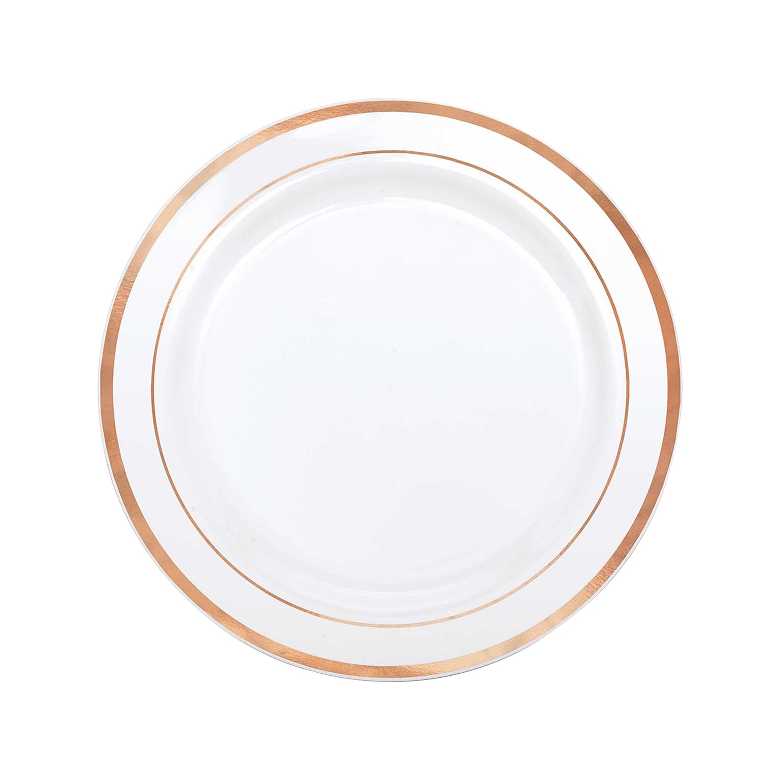 Amscan Premium Party Plate, White with Rose Gold Trim (430547)
