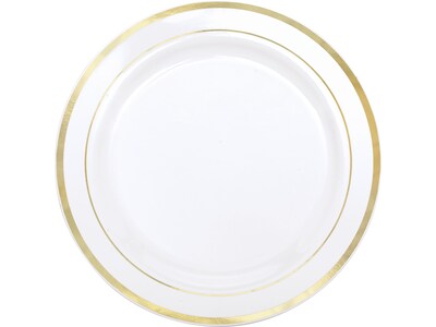 Amscan Premium Party Plate, White with Gold Trim (438986)