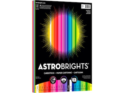 Astrobrights Spectrum 65 lb. Cardstock Paper, 8.5 x 11, Assorted Colors, 75 Sheets/Pack (80944-01)