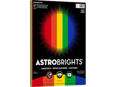 Astrobrights Primary One 65 lb. Cardstock Paper, 8.5 x 11, Assorted Colors, 50 Sheets/Pack (20401)