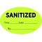 Cosco Paper SANITIZED Safety Label, 2 x 3, Fluorescent Chartreuse, 100/Roll (098460PK100)