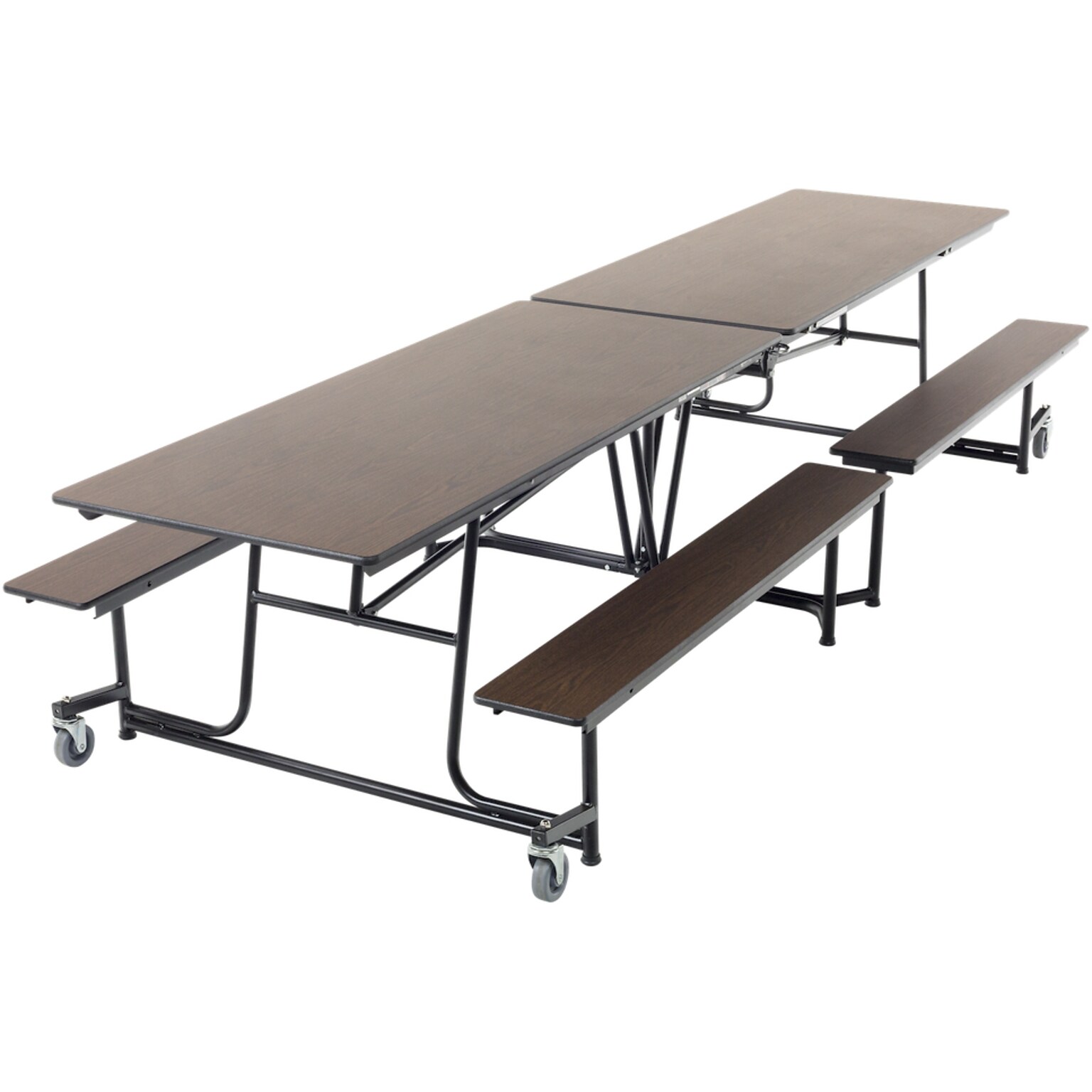 AmTab Mobile Bench Table, 30 x 145, Walnut (QUICK-MBT12-WBB)
