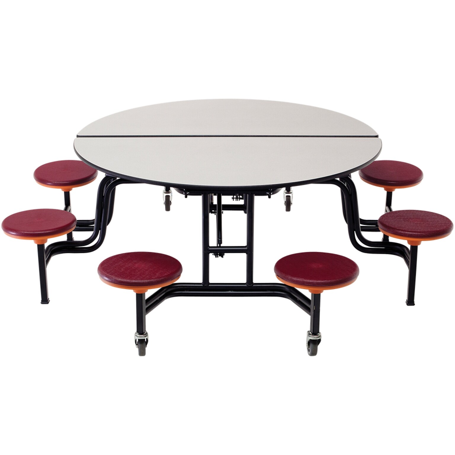 AmTab Mobile Stool Table, 60Dia., Gray Nebula (QUICK-MSR608-GNBB)