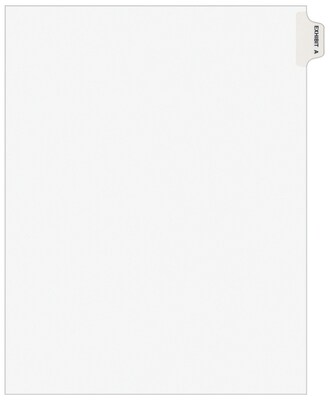 Avery Legal Pre-Printed Paper Dividers, Side Tab EXHIBIT A Tab, White, Avery Style, Letter Size, 25/Pack (01371)