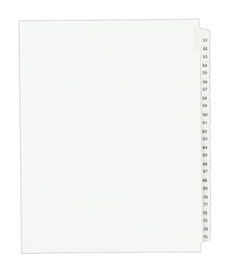 Avery Style Numeric 51-75 Paper Dividers, 25 Tabs, White (01332)